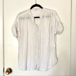 Silence + Noise white sheer gauze button up shirt